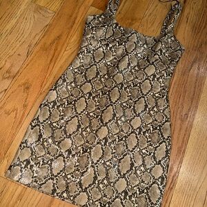 Zara Beige and Black Snake Pattern Dress